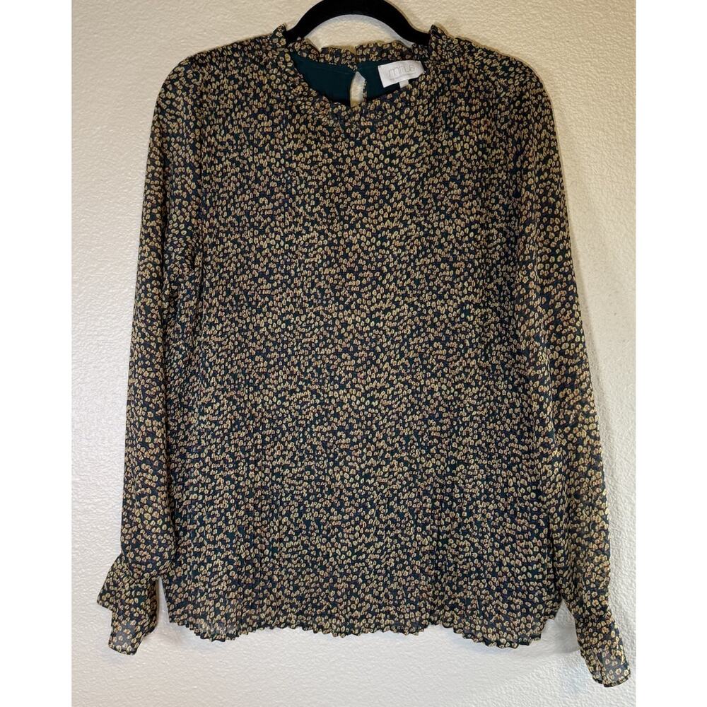 Minus Rikka US 6 EU 38 Long Sleeve Floral Pleated High Neck Lined Blouse